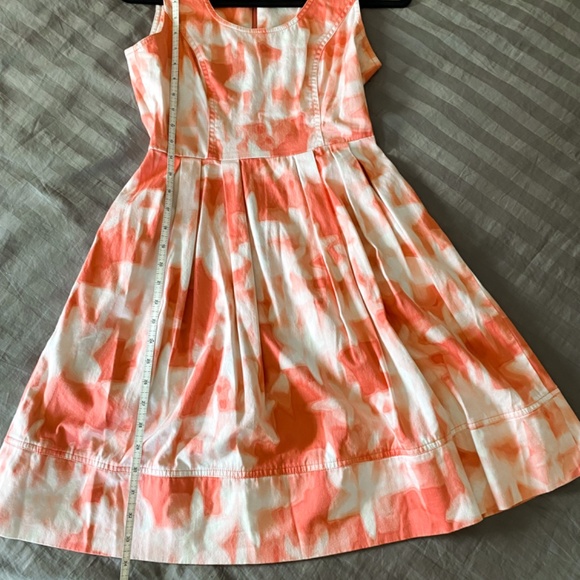 Abstract coral pink floral fit and flare dress - Picture 3 of 6